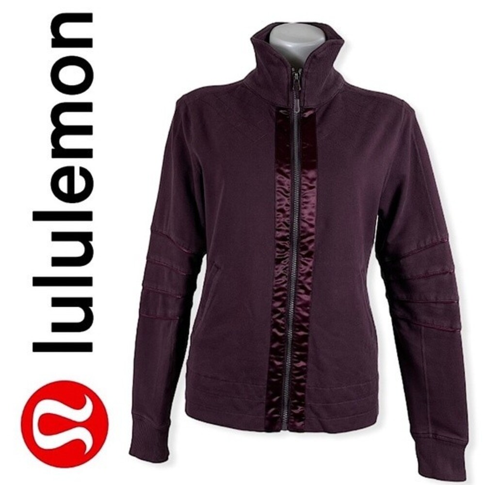 Lululemon Mogul Jacket Satin Ribbon Trim Elbows Quilted Moto Jacket Maroon 6